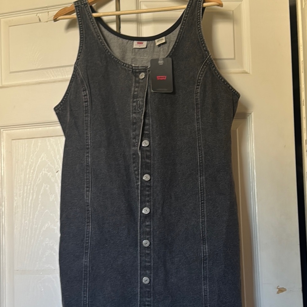Levi's Blue Sleeveless Scoop Neck Sheath Mini Dress